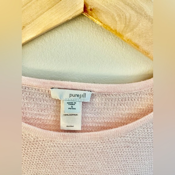 Pure Jill Petite Pink Cotton Sweater Kimono Sleeve Slit Front Oversize Small - Picture 3 of 3